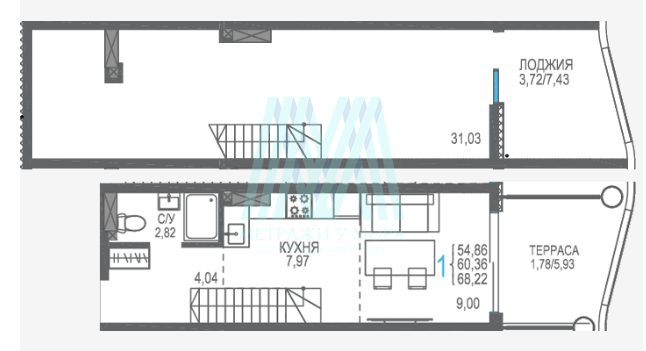 ЖК Розовое озеро 1К квартира 68.22 м², 8 этаж, 8 корпус 
