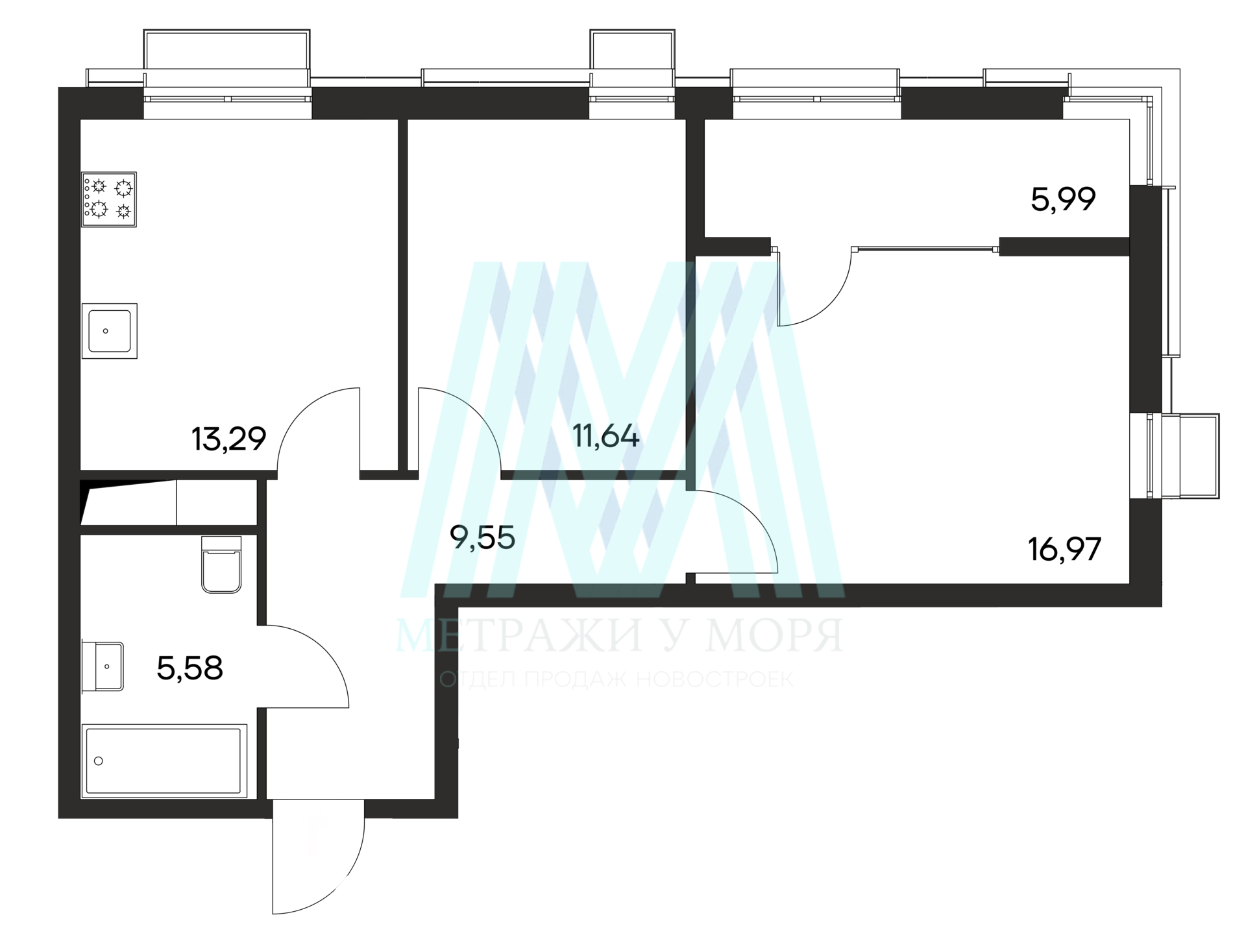 ЖК Листория 2-комнатная квартира №12, корпус 1, 2 этаж