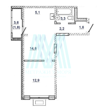 ЖК Дом на Нахимова 1К квартира 39.5м², 2 этаж